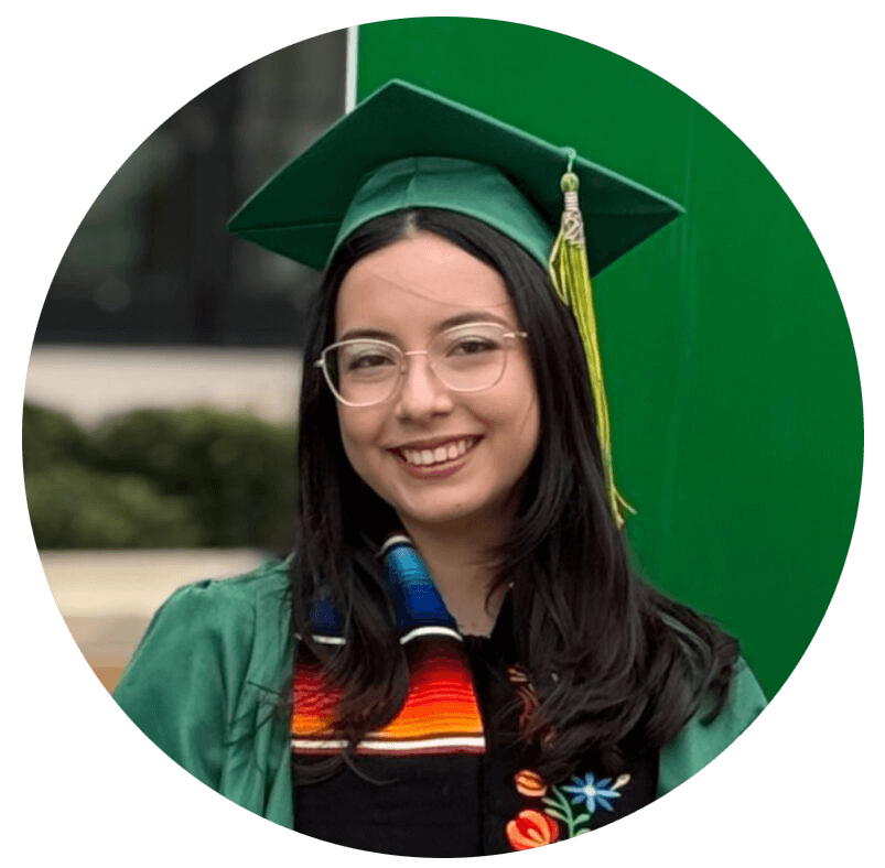 Portrait picture of a woman in graduation hat and gown